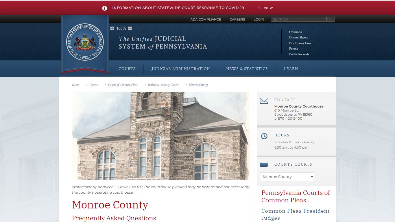 Monroe County | Individual County Courts - Judiciary of Pennsylvania